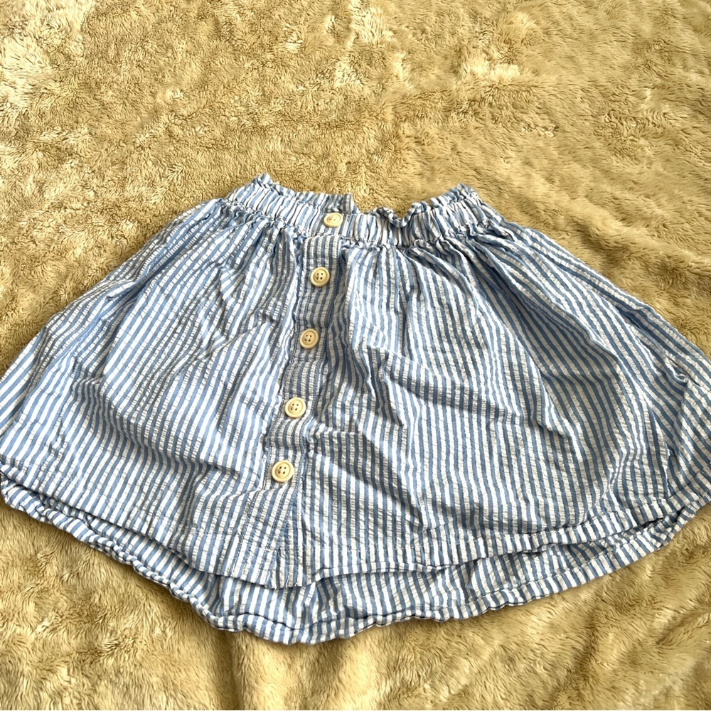 CREWCUTS J.Crew Girls Blue & White Stripe Cotton Skirt Size 6-7